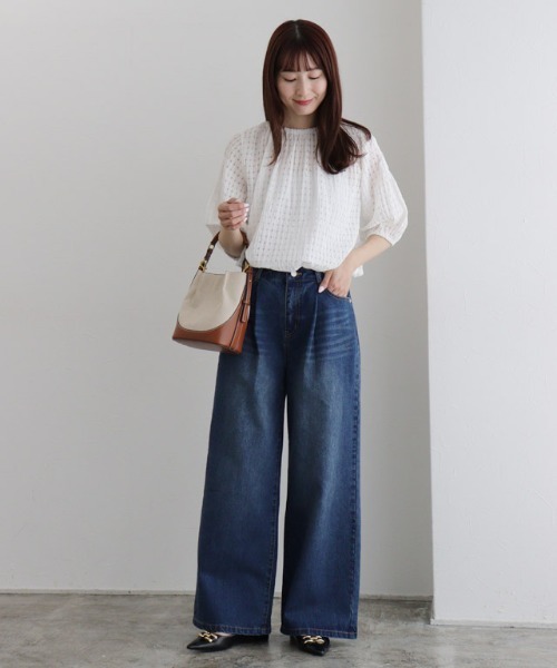 Pierrot(ピエロ)の「シアーチェックショルダーカットブラウス(シャツ/ブラウス・レディース・オフホワイト/ブラック・M/L)」の15枚目の写真