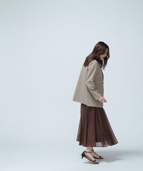 NATURAL BEAUTY BASIC（ナチュラルビューティーベーシック）の「◇リネンライクダブルブレストボクシージャケット（テーラードジャケット・レディース・ネイビー/チャコールグレー/カーキ/ブラウン・MEDIUM/SMALL）」の22枚目の写真