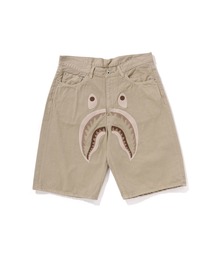 SHARK GARMENT DYE RELAXED FIT DENIM SHORTS