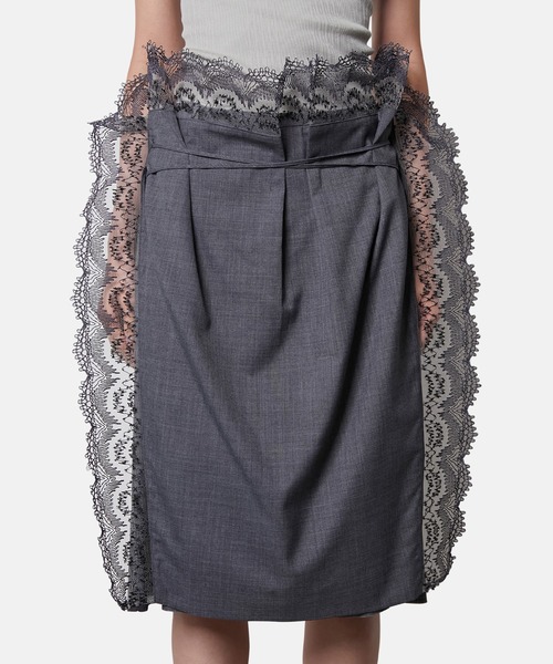IRENE（アイレネ）の「レーストリムエプロンテイラードショーツ / Lace Trim Apron Tailored Short（その他パンツ・レディース・グレー・38/36/34）」の8枚目の写真