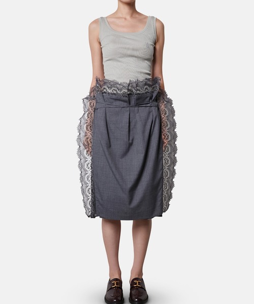 IRENE（アイレネ）の「レーストリムエプロンテイラードショーツ / Lace Trim Apron Tailored Short（その他パンツ・レディース・グレー・38/36/34）」の12枚目の写真