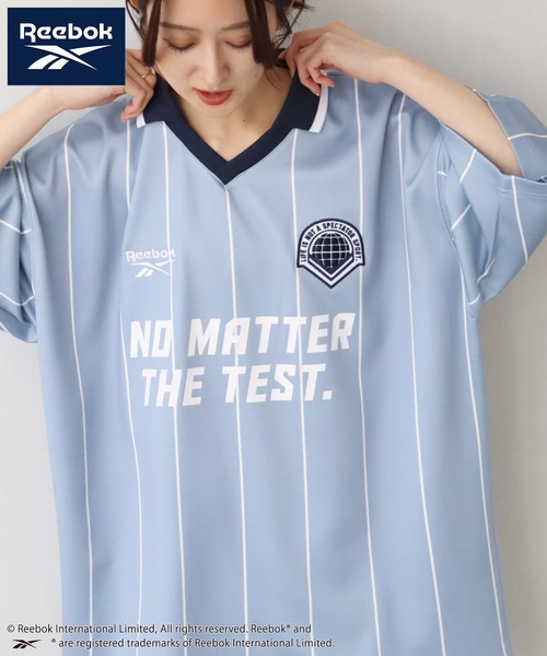 Reebok(リーボック)の「【Reebok/リーボック】オーバーサイズ 半袖 サッカーゲームシャツ(Tシャツ/カットソー・メンズ・サックスブルー/ホワイト/ブラック/チャコール・L/M/LL)」の4枚目の写真