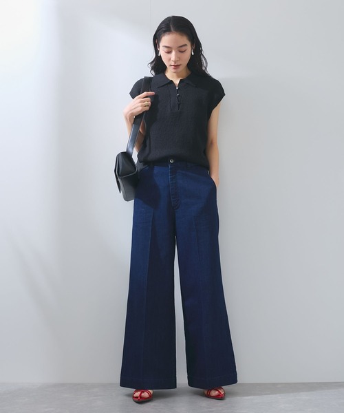 VIS(ビス)の「【WEB限定】スキッパーサマーニット【洗える】(ニット/セーター・レディース・ブラック/サックスブルー/オフホワイト・FREE)」の4枚目の写真