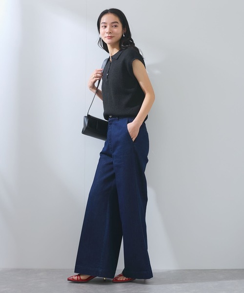 VIS(ビス)の「【WEB限定】スキッパーサマーニット【洗える】(ニット/セーター・レディース・ブラック/サックスブルー/オフホワイト・FREE)」の5枚目の写真