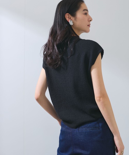 VIS(ビス)の「【WEB限定】スキッパーサマーニット【洗える】(ニット/セーター・レディース・ブラック/サックスブルー/オフホワイト・FREE)」の7枚目の写真