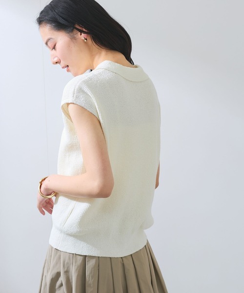 VIS(ビス)の「【WEB限定】スキッパーサマーニット【洗える】(ニット/セーター・レディース・ブラック/サックスブルー/オフホワイト・FREE)」の12枚目の写真