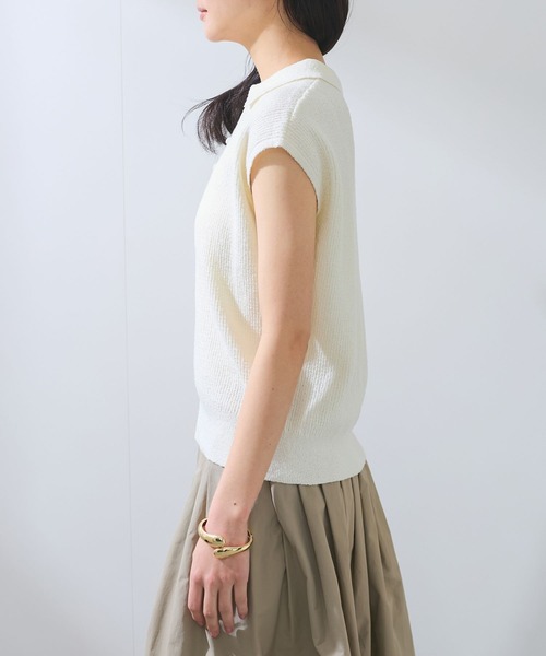 VIS(ビス)の「【WEB限定】スキッパーサマーニット【洗える】(ニット/セーター・レディース・ブラック/サックスブルー/オフホワイト・FREE)」の14枚目の写真