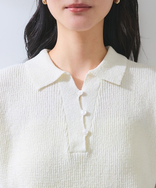 VIS(ビス)の「【WEB限定】スキッパーサマーニット【洗える】(ニット/セーター・レディース・ブラック/サックスブルー/オフホワイト・FREE)」の16枚目の写真