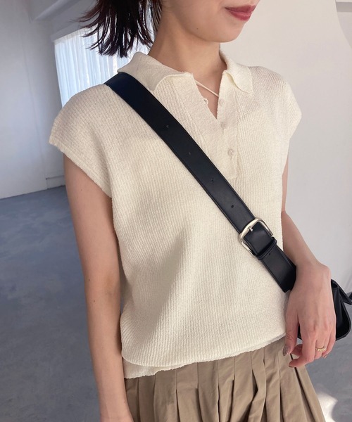 VIS(ビス)の「【WEB限定】スキッパーサマーニット【洗える】(ニット/セーター・レディース・ブラック/サックスブルー/オフホワイト・FREE)」の20枚目の写真