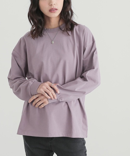 n'OrLABEL(ノアールレーベル)の「【機能素材】『シンプル長袖カットソー』(Tシャツ/カットソー・レディース・ネイビー/ラベンダー/ブラック/ブラック系その他/ブルー/オフホワイト・3L/S~M/L~LL)」の6枚目の写真