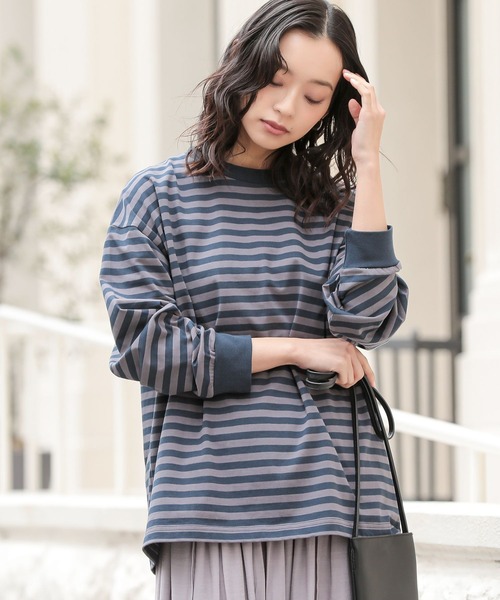 n'OrLABEL(ノアールレーベル)の「【機能素材】『シンプル長袖カットソー』(Tシャツ/カットソー・レディース・ネイビー/ラベンダー/ブラック/ブラック系その他/ブルー/オフホワイト・3L/S~M/L~LL)」の4枚目の写真