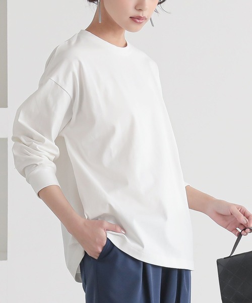 n'OrLABEL(ノアールレーベル)の「【機能素材】『シンプル長袖カットソー』(Tシャツ/カットソー・レディース・ネイビー/ラベンダー/ブラック/ブラック系その他/ブルー/オフホワイト・3L/S~M/L~LL)」の12枚目の写真