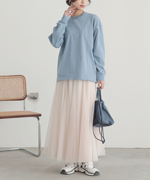 n'OrLABEL(ノアールレーベル)の「【機能素材】『シンプル長袖カットソー』(Tシャツ/カットソー・レディース・ネイビー/ラベンダー/ブラック/ブラック系その他/ブルー/オフホワイト・3L/S~M/L~LL)」の9枚目の写真