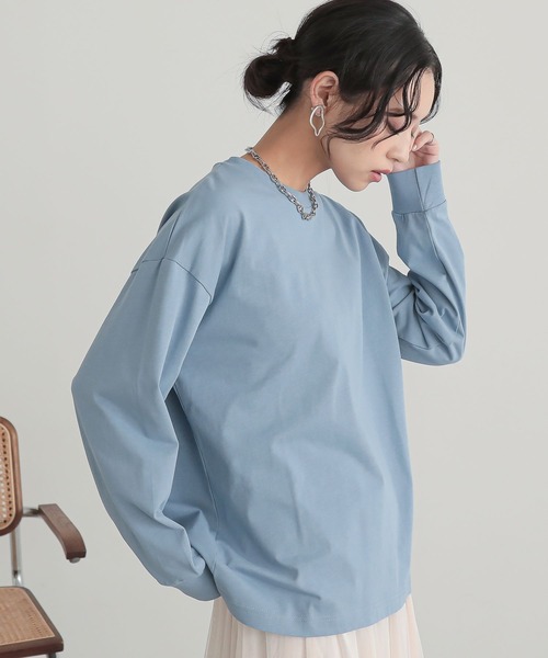 n'OrLABEL(ノアールレーベル)の「【機能素材】『シンプル長袖カットソー』(Tシャツ/カットソー・レディース・ネイビー/ラベンダー/ブラック/ブラック系その他/ブルー/オフホワイト・3L/S~M/L~LL)」の7枚目の写真