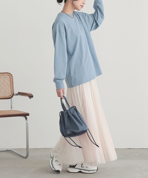 n'OrLABEL(ノアールレーベル)の「【機能素材】『シンプル長袖カットソー』(Tシャツ/カットソー・レディース・ネイビー/ラベンダー/ブラック/ブラック系その他/ブルー/オフホワイト・3L/S~M/L~LL)」の11枚目の写真