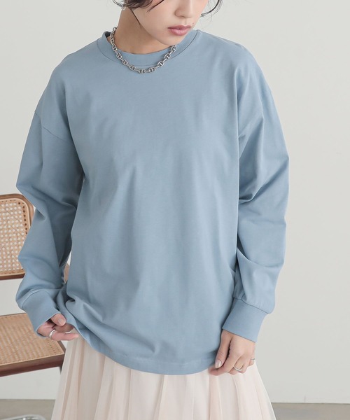 n'OrLABEL(ノアールレーベル)の「【機能素材】『シンプル長袖カットソー』(Tシャツ/カットソー・レディース・ネイビー/ラベンダー/ブラック/ブラック系その他/ブルー/オフホワイト・3L/S~M/L~LL)」の8枚目の写真