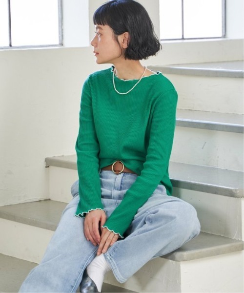 LBC（エルビーシー）の「三角テレコ配色メローロンT（Tシャツ/カットソー・レディース・その他/ホワイト/グリーン/チャコール・M/L）」の3枚目の写真