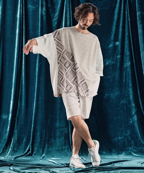 ANGENEHM（アンゲネーム）の「mp13335-Geometric jacquard fabric shorts ショートパンツ（その他パンツ・メンズ・ブラック/キナリ・S/M/L）」の22枚目の写真