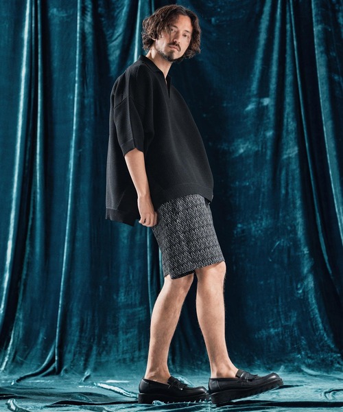 ANGENEHM（アンゲネーム）の「mp13335-Geometric jacquard fabric shorts ショートパンツ（その他パンツ・メンズ・ブラック/キナリ・S/M/L）」の15枚目の写真