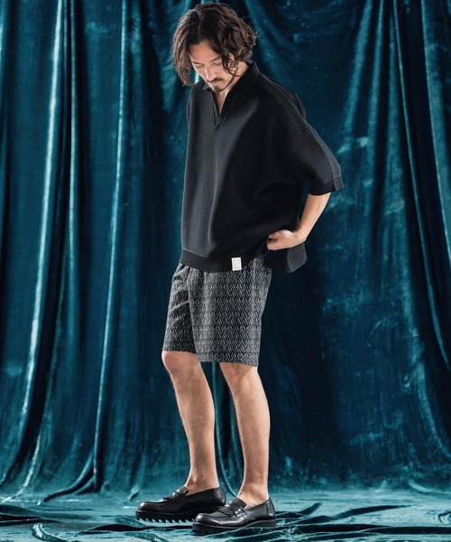 ANGENEHM（アンゲネーム）の「mp13335-Geometric jacquard fabric shorts ショートパンツ（その他パンツ・メンズ・ブラック/キナリ・S/M/L）」の14枚目の写真