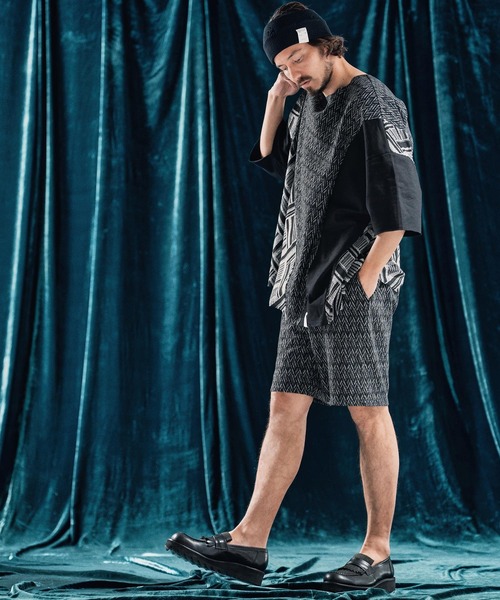 ANGENEHM（アンゲネーム）の「mp13335-Geometric jacquard fabric shorts ショートパンツ（その他パンツ・メンズ・ブラック/キナリ・S/M/L）」の11枚目の写真