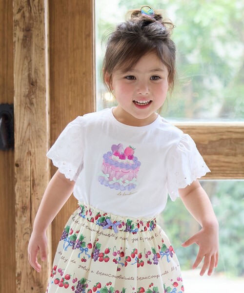 ANY(エニィ)の「袖レース ケーキプリント Tシャツ(Tシャツ/カットソー・キッズ・ホワイト系/ライラック系/ピンク系・90/100/110/120/130)」の2枚目の写真