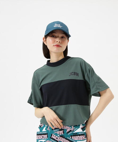tシャツ 「Jack Bunny!!」ミニワッフル　モックネックカットソー（半袖） レディース Jack Bunny!!｜ミニワッフル半袖モックネックカットソー