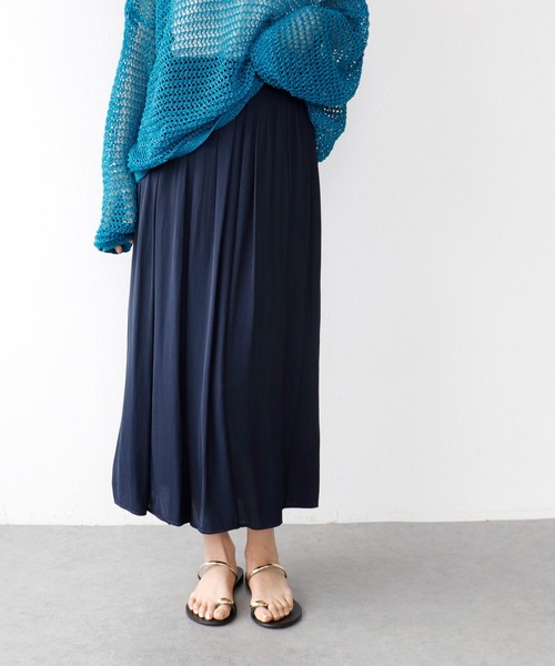 Jines(ジネス)の「割繊ギャザースカート(スカート・レディース・ネイビー/グレー/ピンク・38)」の3枚目の写真