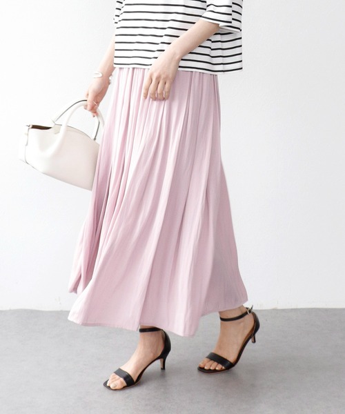 Jines(ジネス)の「割繊ギャザースカート(スカート・レディース・ネイビー/グレー/ピンク・38)」の1枚目の写真