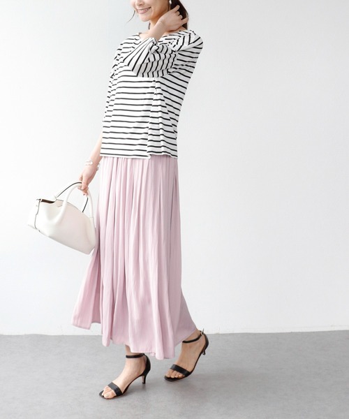 Jines(ジネス)の「割繊ギャザースカート(スカート・レディース・ネイビー/グレー/ピンク・38)」の20枚目の写真