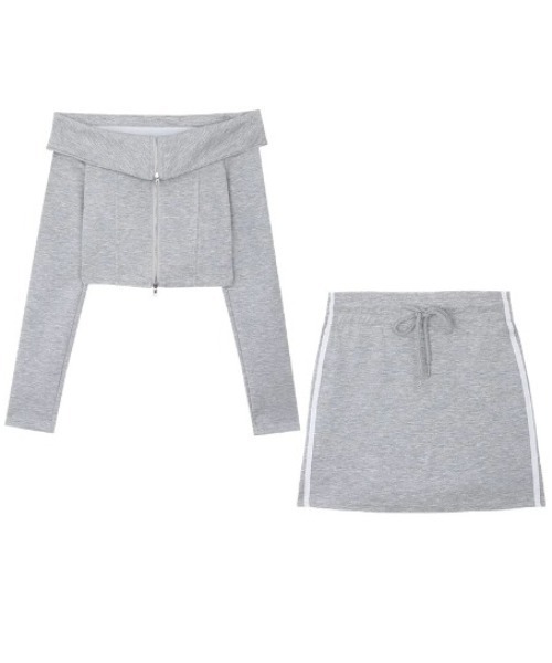 トレーナー スウェット A'GEM/9 × .kom 「.KOM/ドットケーオーエム」 スウェットクロップドZIPトップス＆スウェットミニスカート/ A'GEM/9 × .kom 『.KOM/ドットケーオーエム』 スウェット