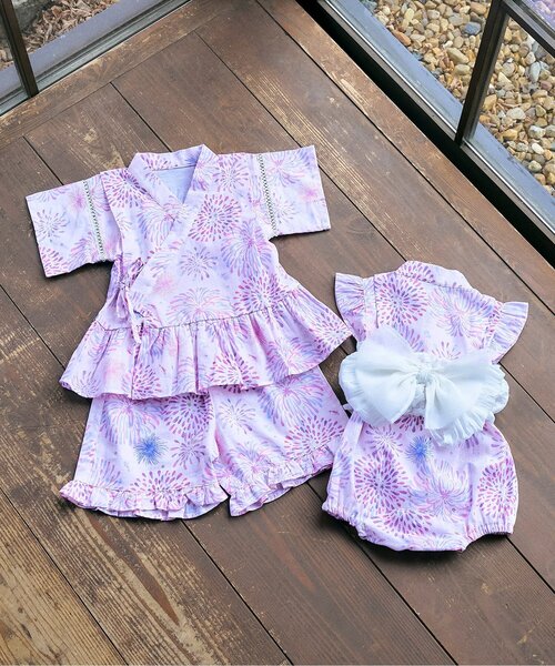 apres les cours(アプレレクール)の「【リンク】アプレのはんなりGIRLS甚平(浴衣・キッズ・ラベンダー/アイボリー/サックスブルー/ネイビー/ピンク・130/120/100/90/80/110)」の6枚目の写真