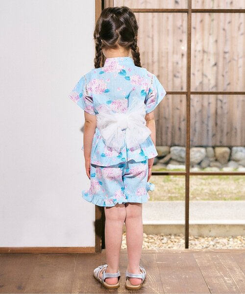 apres les cours(アプレレクール)の「【リンク】アプレのはんなりGIRLS甚平(浴衣・キッズ・ラベンダー/アイボリー/サックスブルー/ネイビー/ピンク・130/120/100/90/80/110)」の8枚目の写真