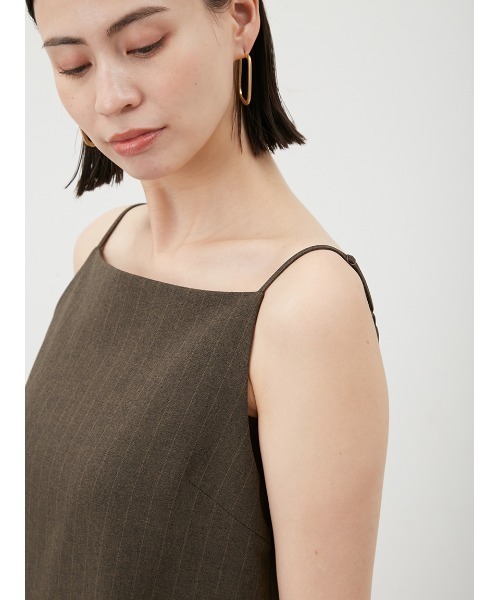 Mila Owen(ミラオーウェン)の「ベア付ストレートナローマキシキャミワンピース(ワンピース・レディース・ライム/ストライプ/ブラック・0/1)」の9枚目の写真