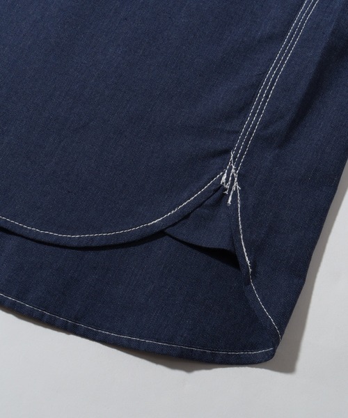 Dickies（ディッキーズ）の「【GENUINE DICKIES/ジェニュインディッキーズ】 配色ステッチ 刺繍ロゴ 半袖オックスシャツ（シャツ/ブラウス・メンズ・ネイビー/コバルトブルー・M/XL/L）」の12枚目の写真