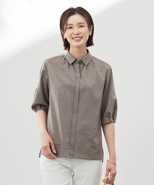 J.PRESS Ladies(J.プレス レディス)の「【洗える】ラミーポプリン シャツ ブラウス(シャツ/ブラウス・レディース・サックスブルー系/ブラウン系/イエロー系/ホワイト系・XS)」の3枚目の写真