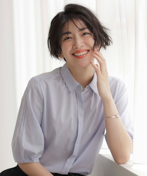 J.PRESS Ladies(J.プレス レディス)の「【洗える】ラミーポプリン シャツ ブラウス(シャツ/ブラウス・レディース・サックスブルー系/ブラウン系/イエロー系/ホワイト系・XS)」の4枚目の写真