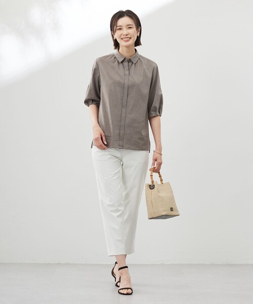 J.PRESS Ladies(J.プレス レディス)の「【洗える】ラミーポプリン シャツ ブラウス(シャツ/ブラウス・レディース・サックスブルー系/ブラウン系/イエロー系/ホワイト系・XS)」の7枚目の写真