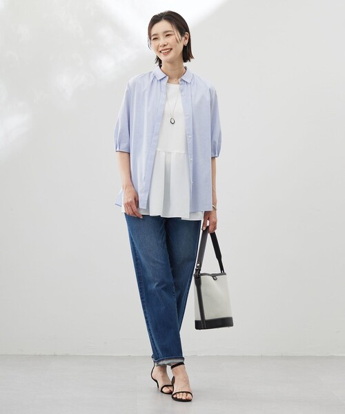 J.PRESS Ladies(J.プレス レディス)の「【洗える】ラミーポプリン シャツ ブラウス(シャツ/ブラウス・レディース・サックスブルー系/ブラウン系/イエロー系/ホワイト系・XS)」の8枚目の写真