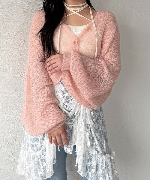apres jour mignon（アプレジュールミニョン）の「カラフルシアーニット【ZOZOTOWN限定アイテム】（カーディガン/ボレロ・レディース・グリーン/ピンク/イエロー/ブルー・フリー/X-LARGE）」の15枚目の写真
