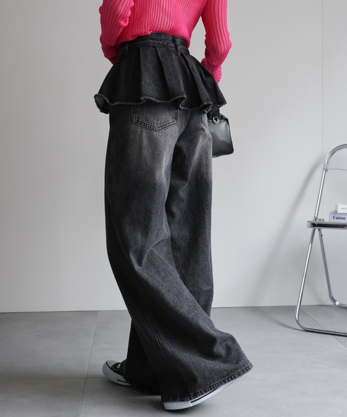 CREARE -LINO-(クレアーレリノ)の「<レディース商品>プリーツレイヤードデザインデニムパンツ(デニムパンツ・レディース・ブルー/ブラック・XL/L/M)」の19枚目の写真