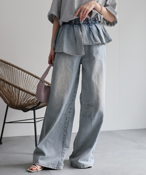 CREARE -LINO-(クレアーレリノ)の「<レディース商品>プリーツレイヤードデザインデニムパンツ(デニムパンツ・レディース・ブルー/ブラック・XL/L/M)」の20枚目の写真