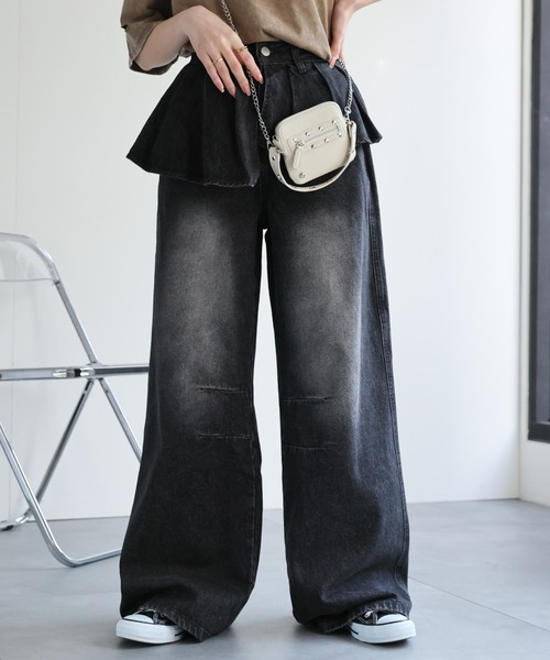CREARE -LINO-(クレアーレリノ)の「<レディース商品>プリーツレイヤードデザインデニムパンツ(デニムパンツ・レディース・ブルー/ブラック・XL/L/M)」の10枚目の写真