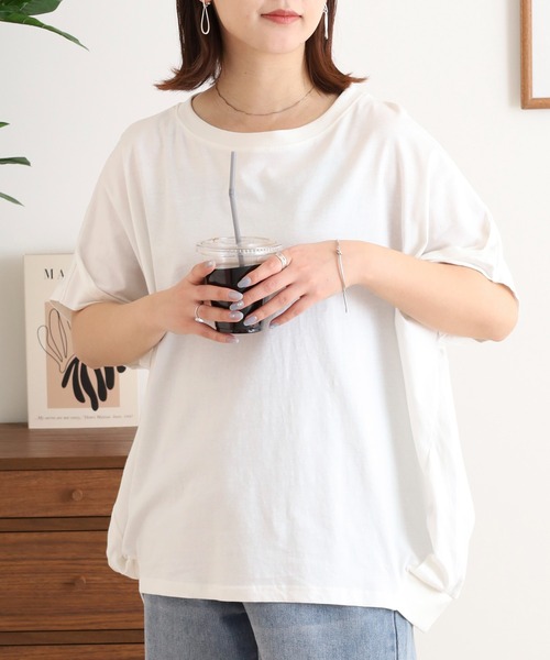 atONE(アットワン)の「立体ドルマンスリーブTシャツ(Tシャツ/カットソー・レディース・ホワイト/ブラック/カーキ・LL~3L/4L~5L/M-L)」の4枚目の写真