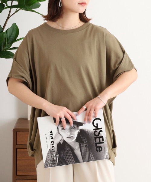 atONE(アットワン)の「立体ドルマンスリーブTシャツ(Tシャツ/カットソー・レディース・ホワイト/ブラック/カーキ・LL~3L/4L~5L/M-L)」の11枚目の写真