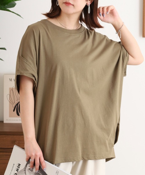 atONE(アットワン)の「立体ドルマンスリーブTシャツ(Tシャツ/カットソー・レディース・ホワイト/ブラック/カーキ・LL~3L/4L~5L/M-L)」の12枚目の写真