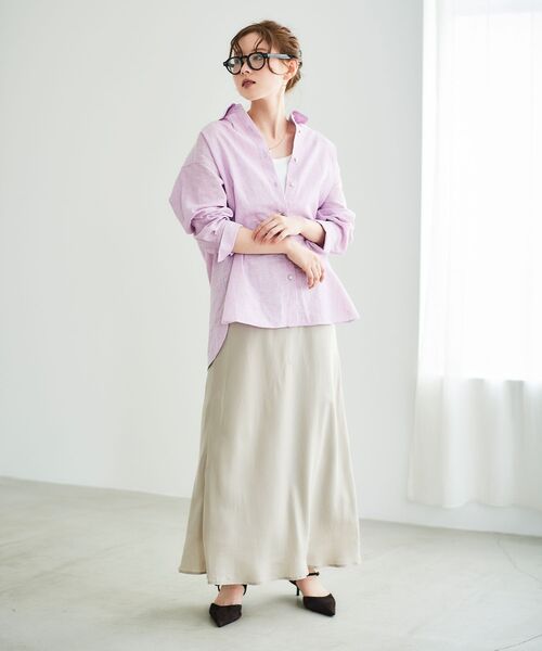 le.coeur blanc（ルクールブラン）の「キュプラフィブリルナロースカート（スカート・レディース・ブラック/グレイッシュベージュ・38）」の12枚目の写真