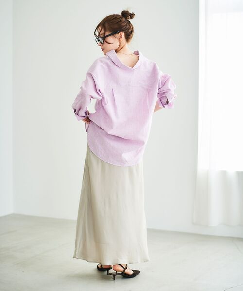 le.coeur blanc（ルクールブラン）の「キュプラフィブリルナロースカート（スカート・レディース・ブラック/グレイッシュベージュ・38）」の14枚目の写真