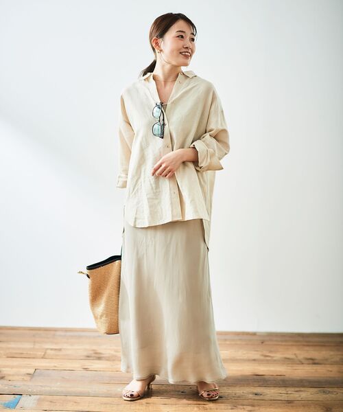 le.coeur blanc（ルクールブラン）の「キュプラフィブリルナロースカート（スカート・レディース・ブラック/グレイッシュベージュ・38）」の19枚目の写真