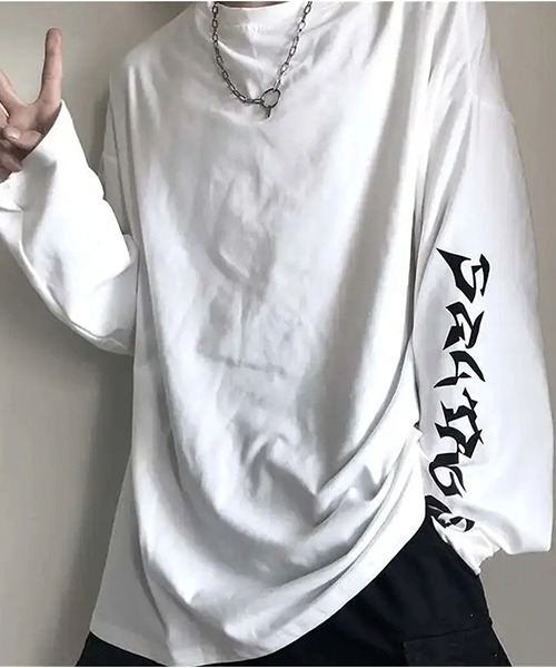 WARAIJOGO(ワライジョウゴ)の「【WARAIJOGO】袖プリントモノトーン長袖Tシャツ/ロンT(NEZ)(Tシャツ/カットソー・メンズ・ホワイト/ブラック・FREE)」の7枚目の写真